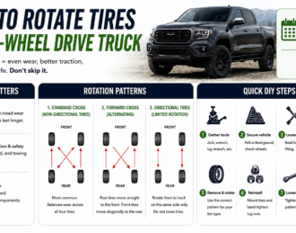 4wd tire rotation instructions infographic